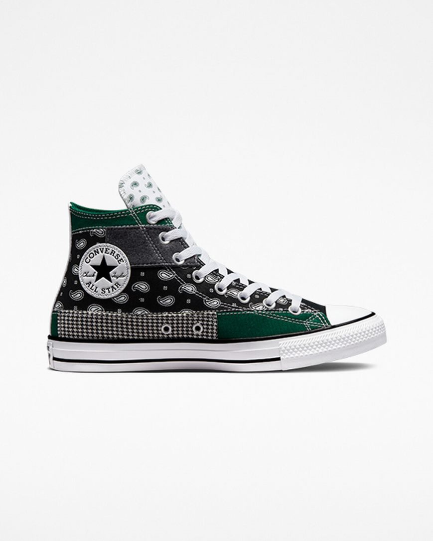 Men\'s Converse Chuck Taylor All Star Hacked Patterns High Top Shoes Green / Black / White | AU 1850CI